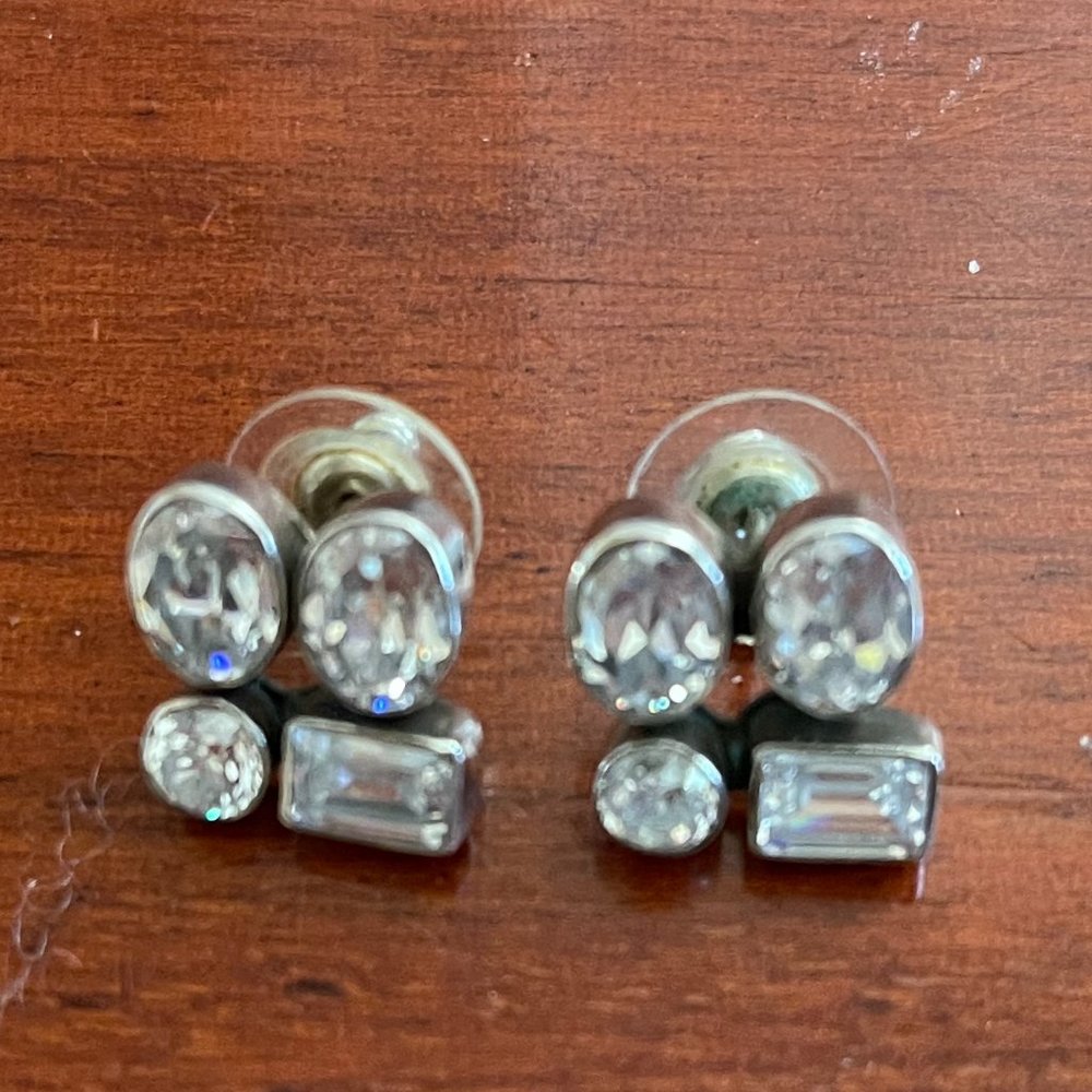 Sterling Silver Square Cubic Zirconia Earrings